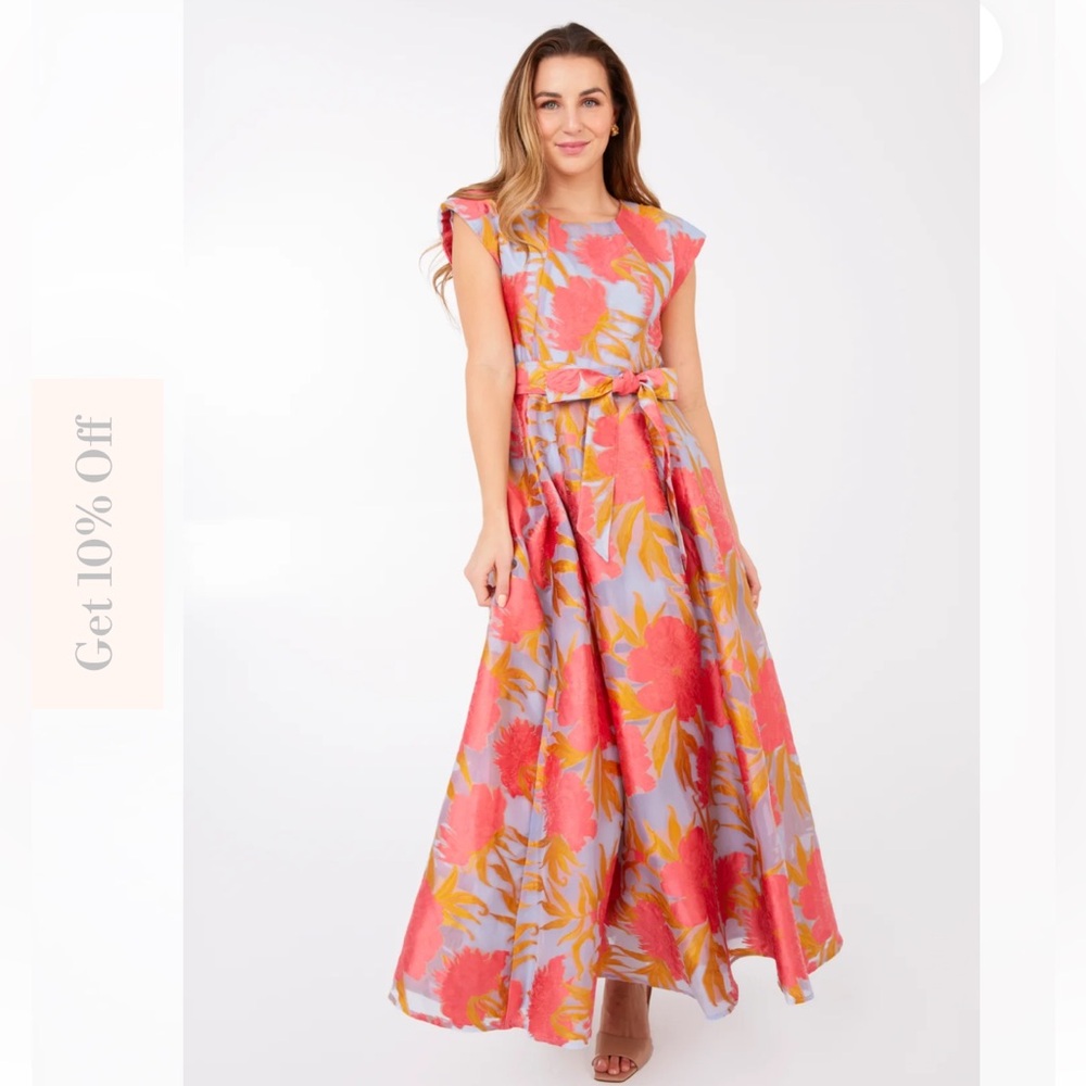 Abbey Glass Olivia Gown in Hot Coral NWT